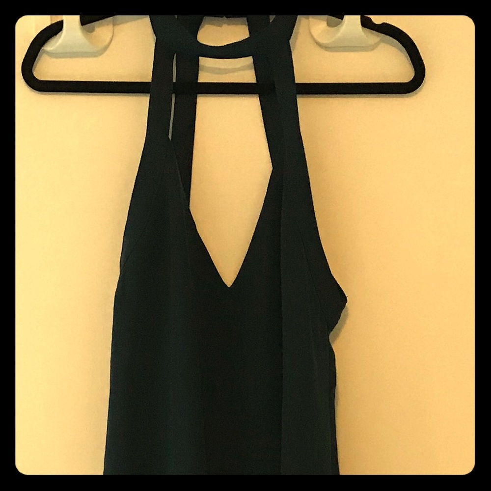 TOBI size large mini dress open back dark green
